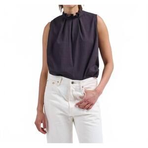NEW CHIMALA sleeveless tuck collar blouse in black